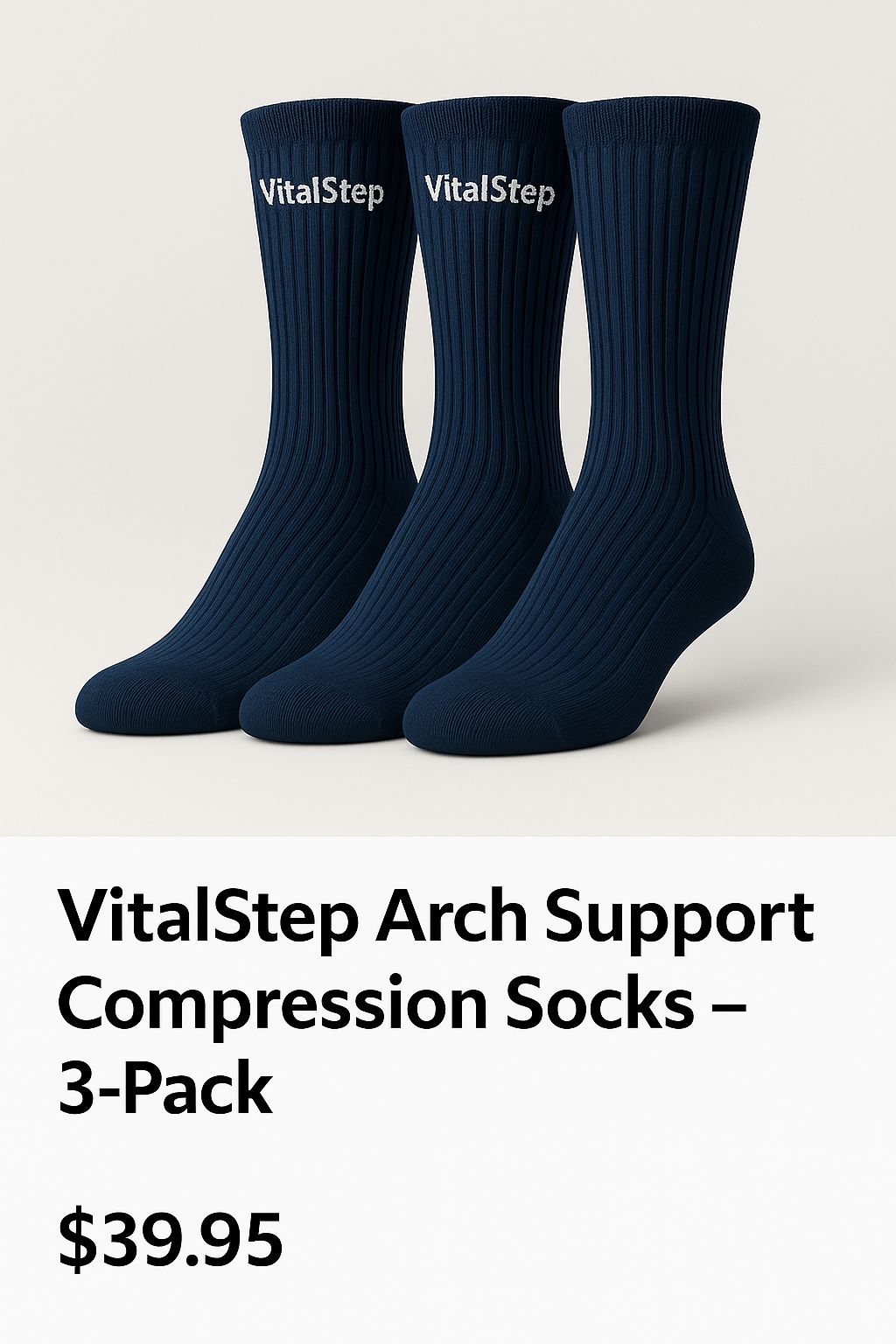 VitalStep Arch Support Compression Socks 3-Pack