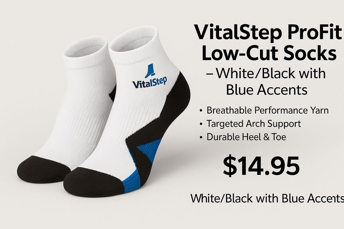 VitalStep ProFit Low-Cut Socks White/Black with Blue Accents