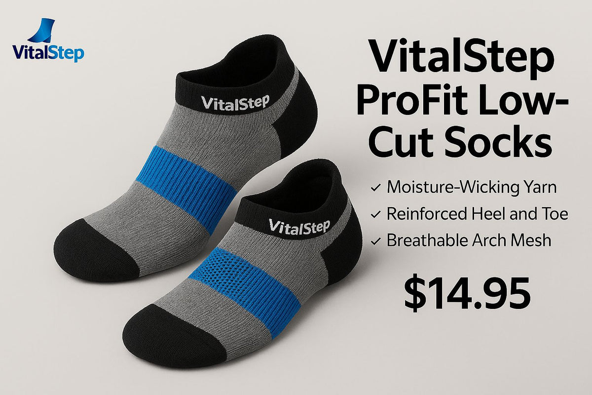 VitalStep ProFit Low-Cut Socks Gray/Black with Blue Arch Band
