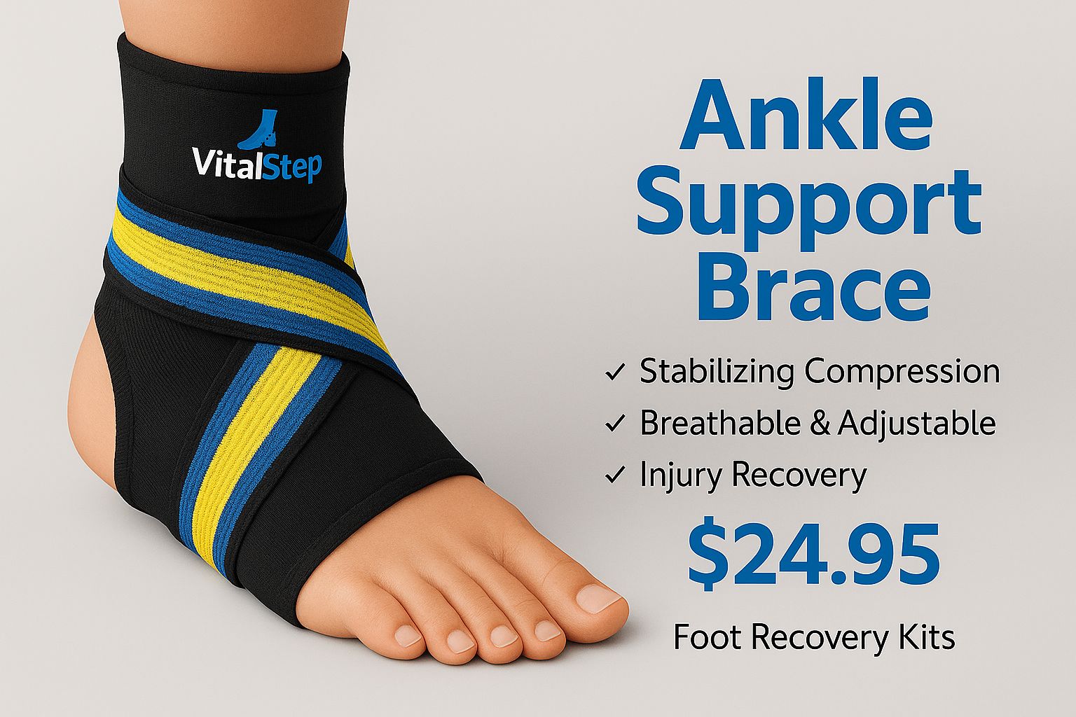 VitalStep Ankle Support Brace Adjustable Compression