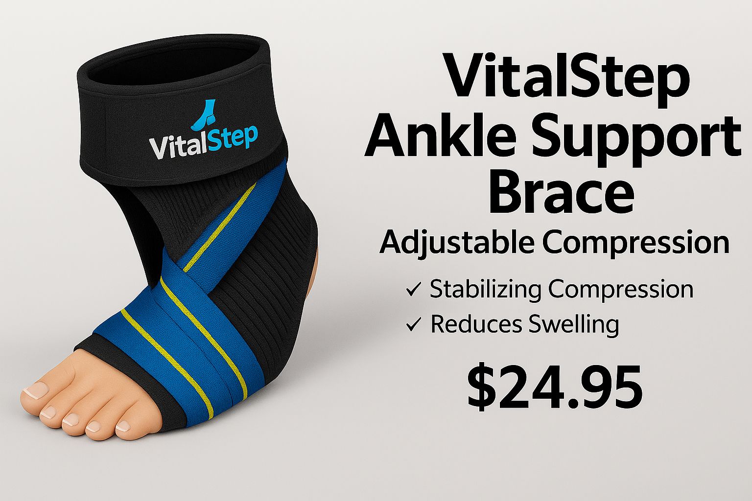 VitalStep Ankle Support Brace Dual Strap Compression