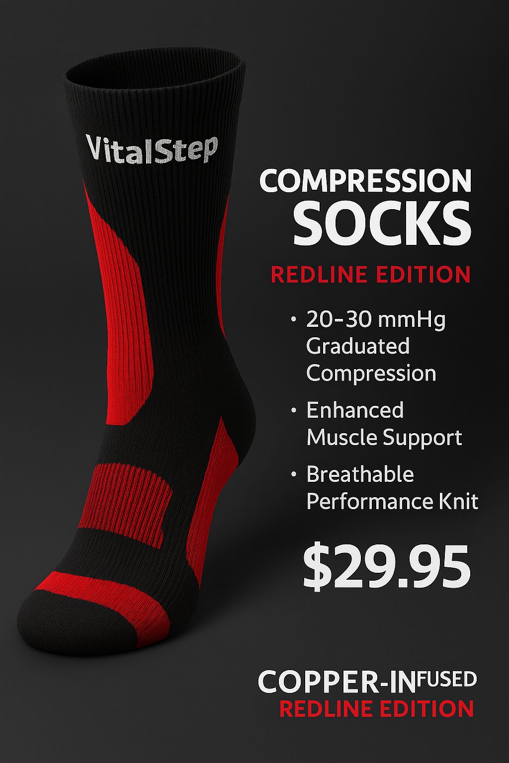 VitalStep Compression Socks RedLine Edition