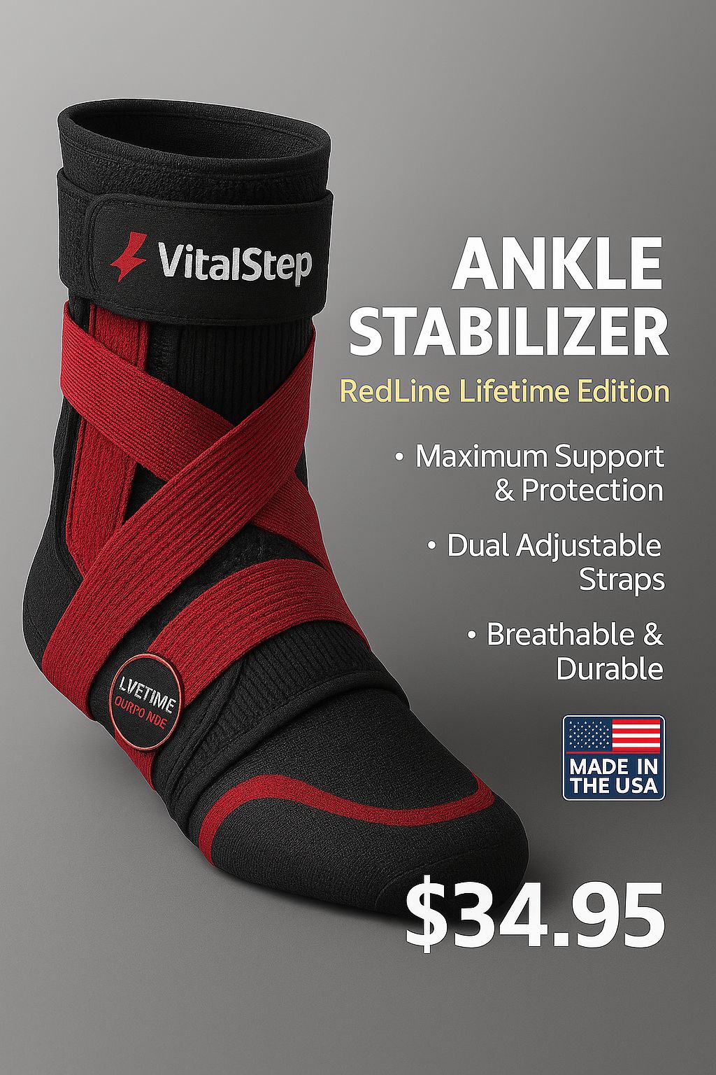 VitalStep Ankle Stabilizer RedLine Lifetime Edition