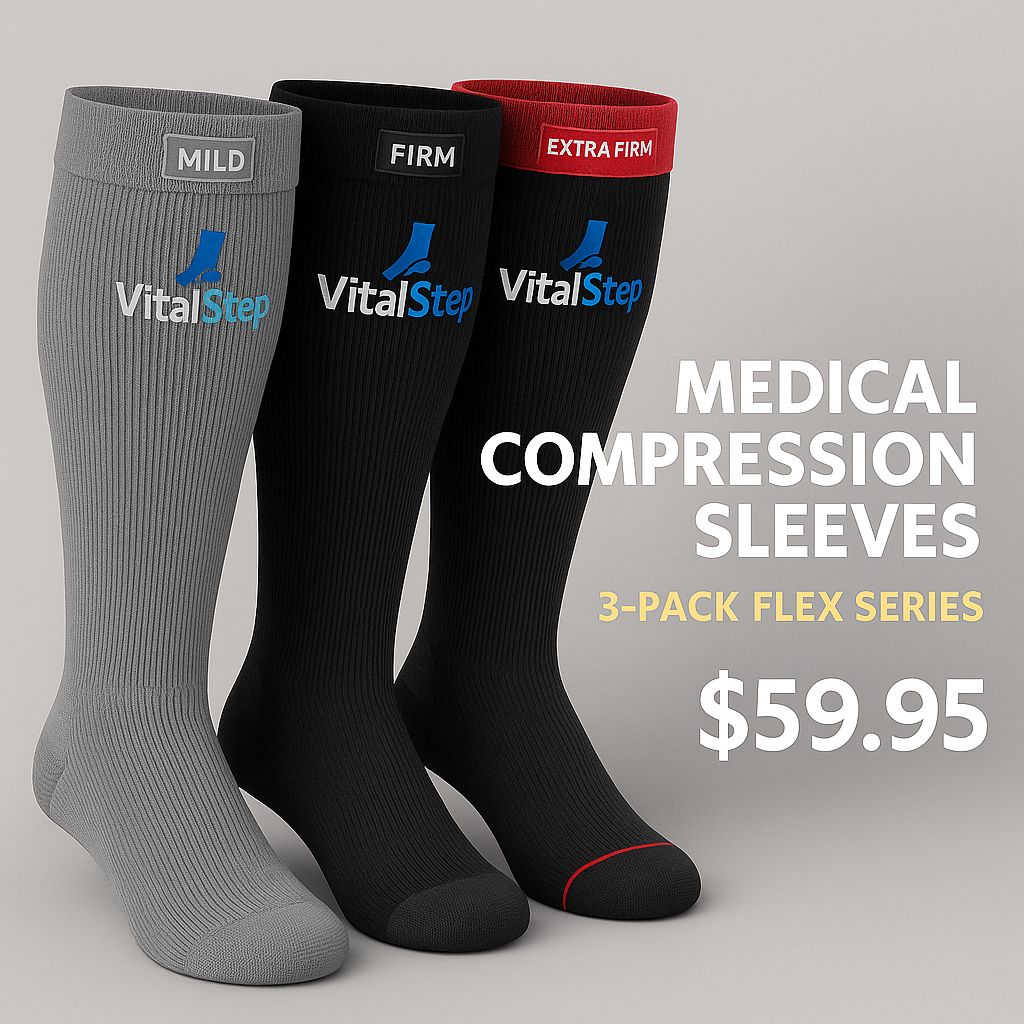 VitalStep Medical Compression Sleeves 3-Pack Flex Series