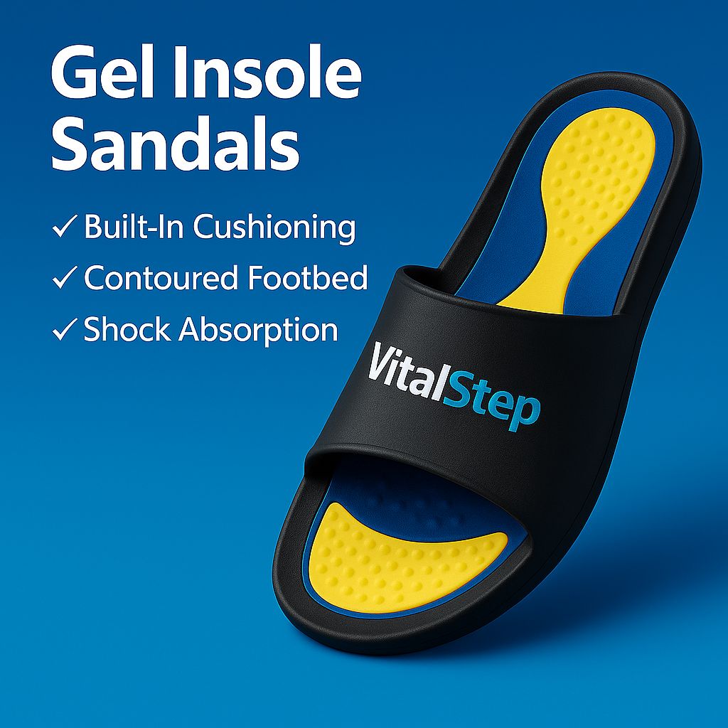 VitalStep Gel Recovery Sandals Built-In Arch Cushioning