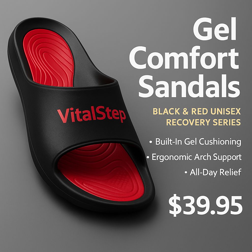 italStep Gel Comfort Sandals Black & Red Unisex Recovery Series