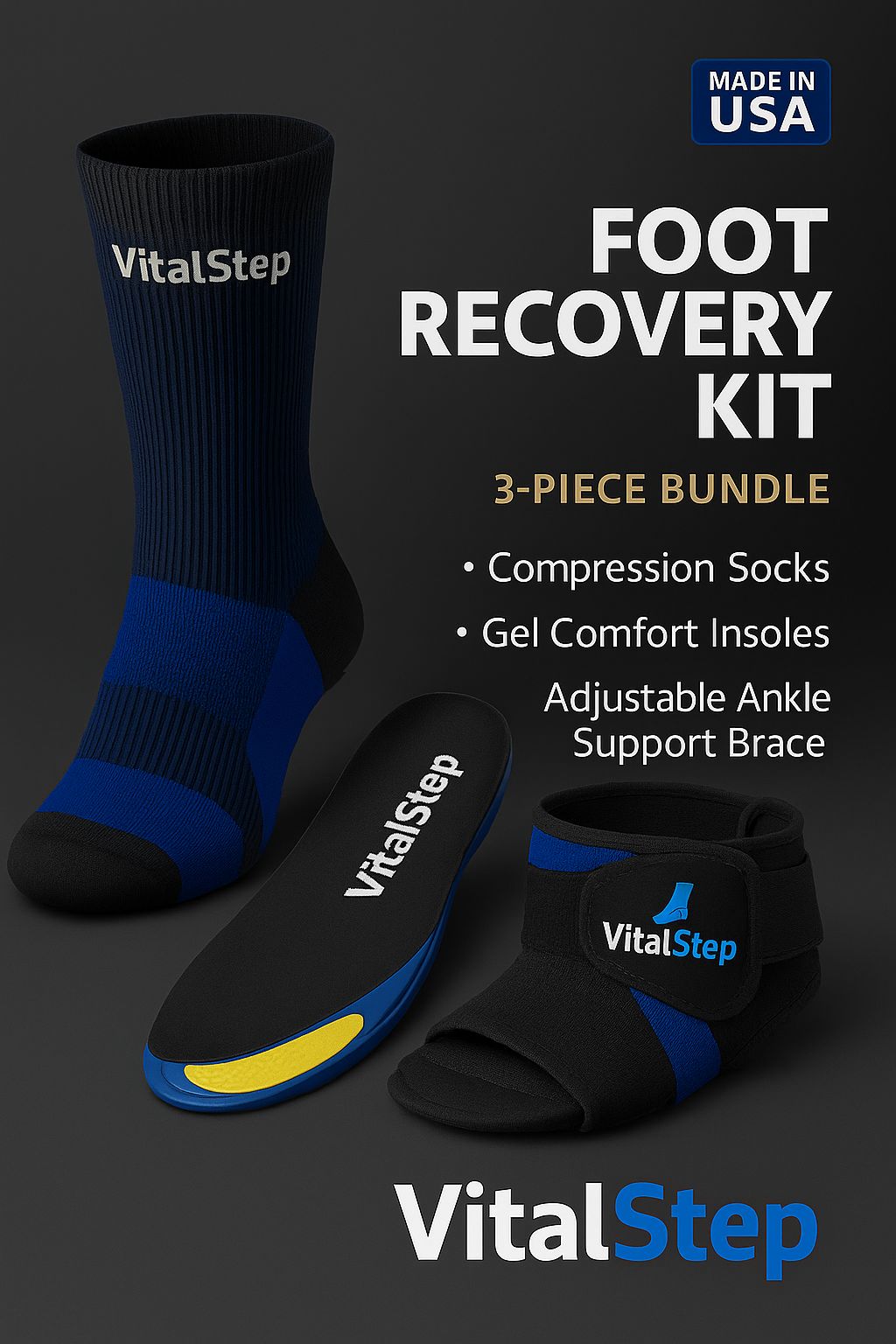 VitalStep Foot Recovery Kit 3-Piece Orthopedic Bundle